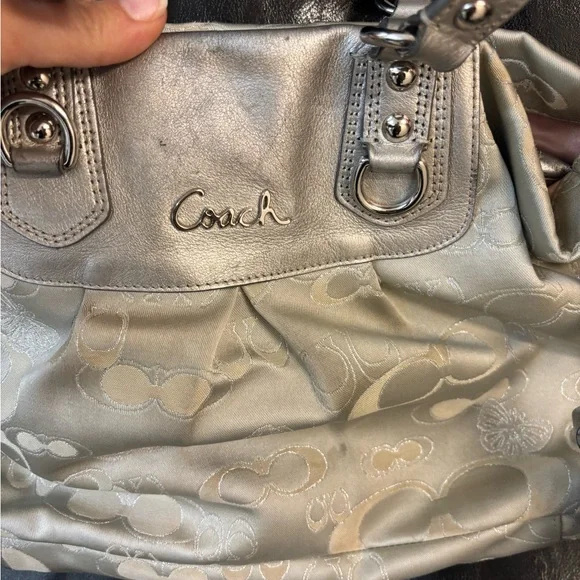 Coach Metallic Silver Shoulder Bag - Picture 2 of 9